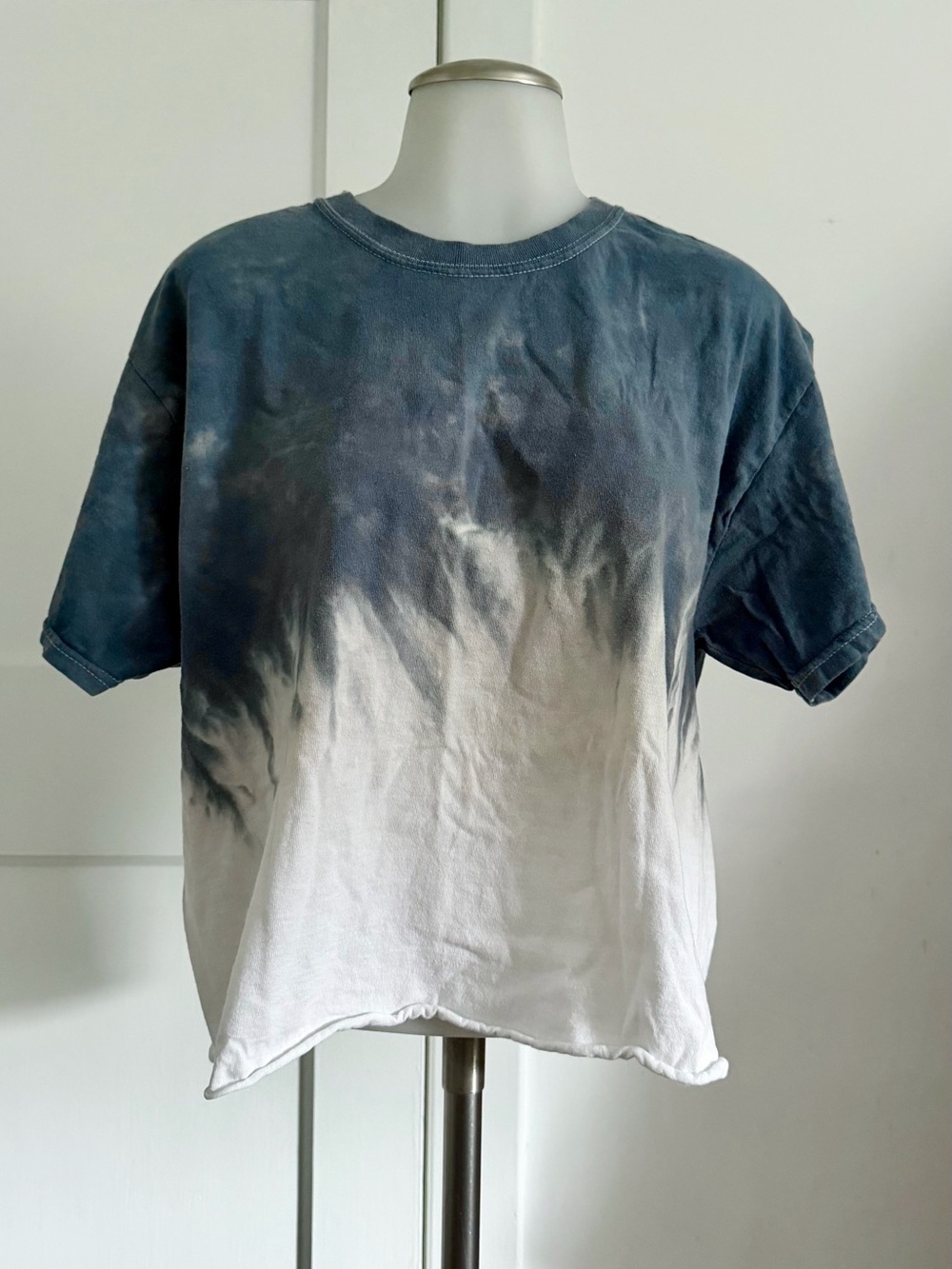 Blue & White Tie-Dye Short Sleeve Tee 100% Cotton